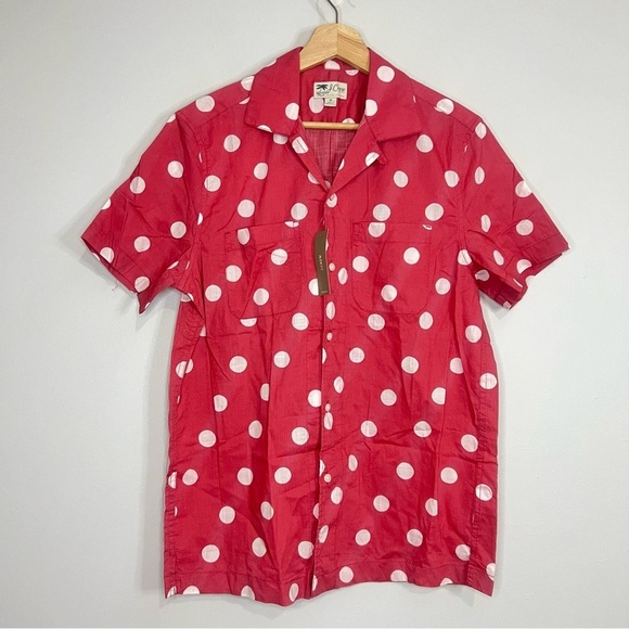 NWT J. Crew Sportswear Pink Polka Dotted Cotton Button Up - Picture 1 of 5